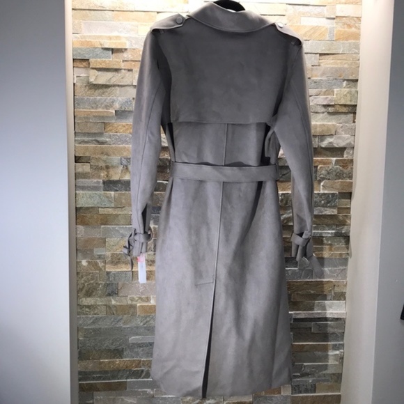 T Tahari Mel Faux Suede Trench Coat - Picture 9 of 13